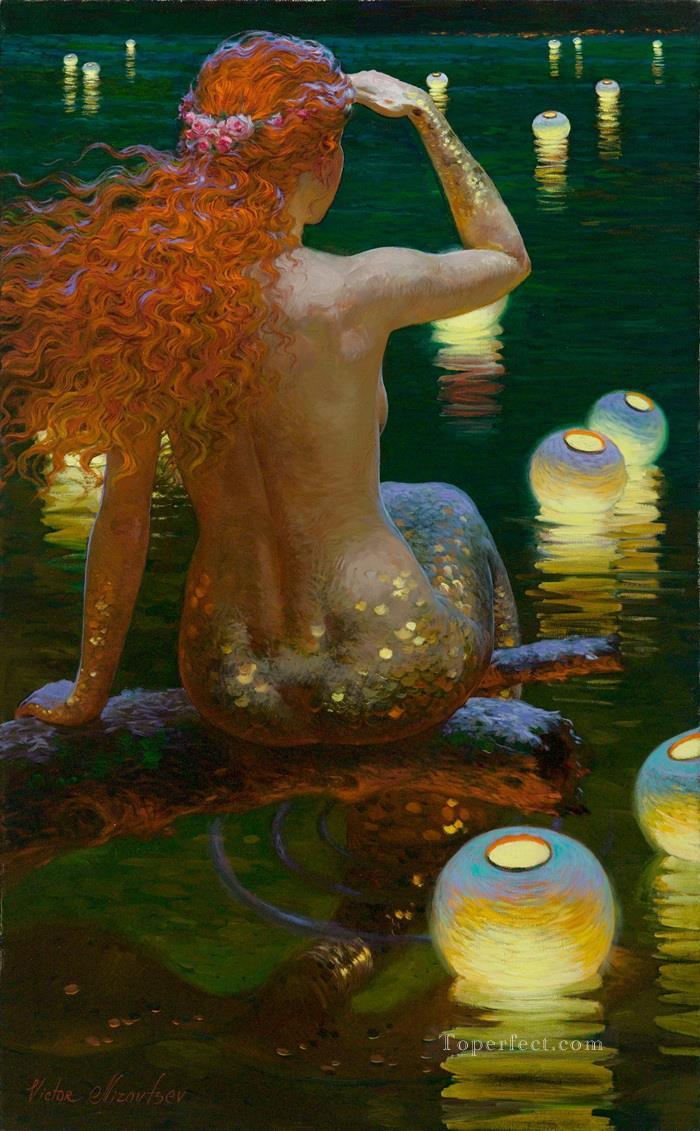 VN 1965 Russian mermaid Fantasy Oil Paintings